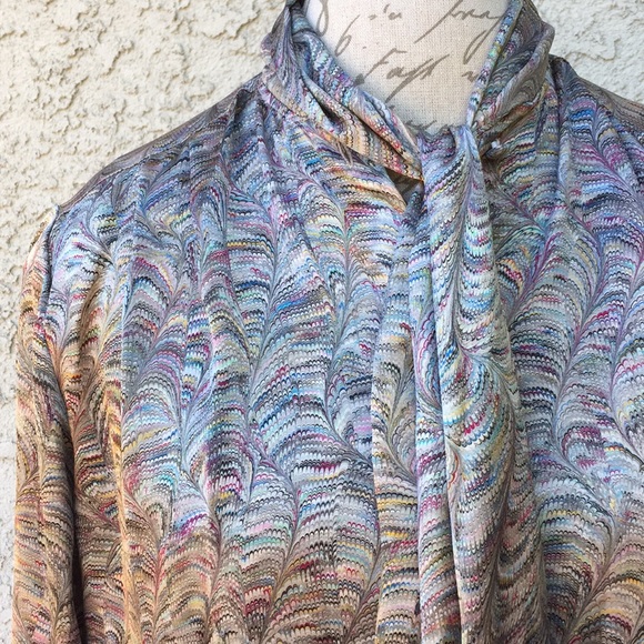 Vintage Paul Stanley from Kiss abstract unique Neck tie Blouse Shirt 👚 - Picture 2 of 7